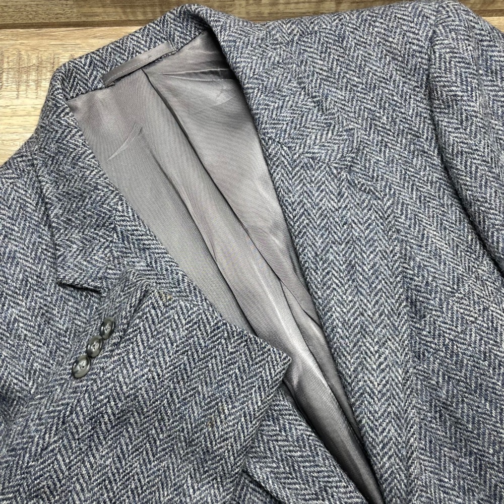 Harris Tweed Mens Grey Herringbone Wool Blazer Sports Coat Pringle 40R *Read*